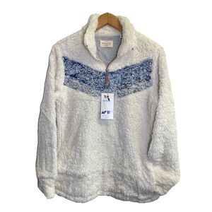 Weatherproof Vintage Womens Size S 1/4 Zip Faux  Sherpa Pull Over Sweater Cream‎